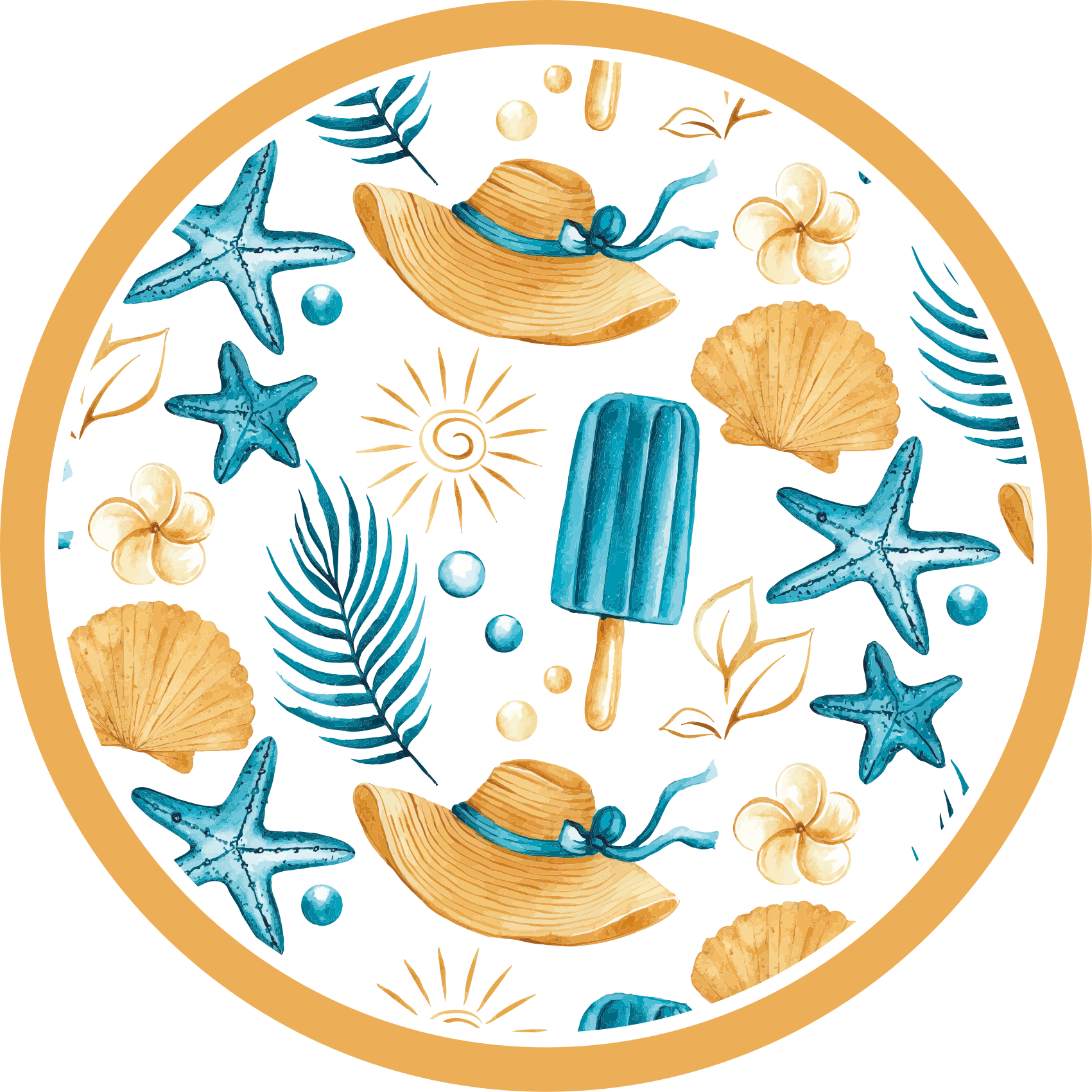 Summer Vacation Vibes nature vinyl rug - TenStickers