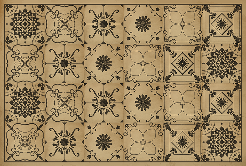 CLASSIC FLORAL MOTIF stone effect vinyl rug - TenStickers