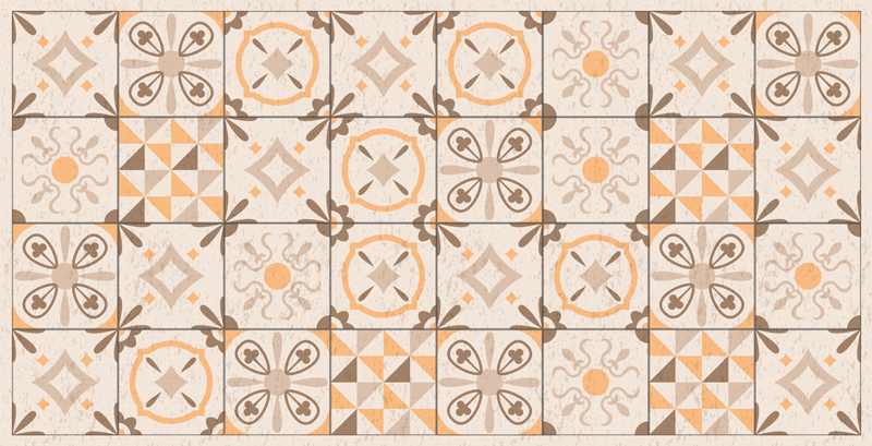 Beige vintage mosaic pattern tile carpet - TenStickers
