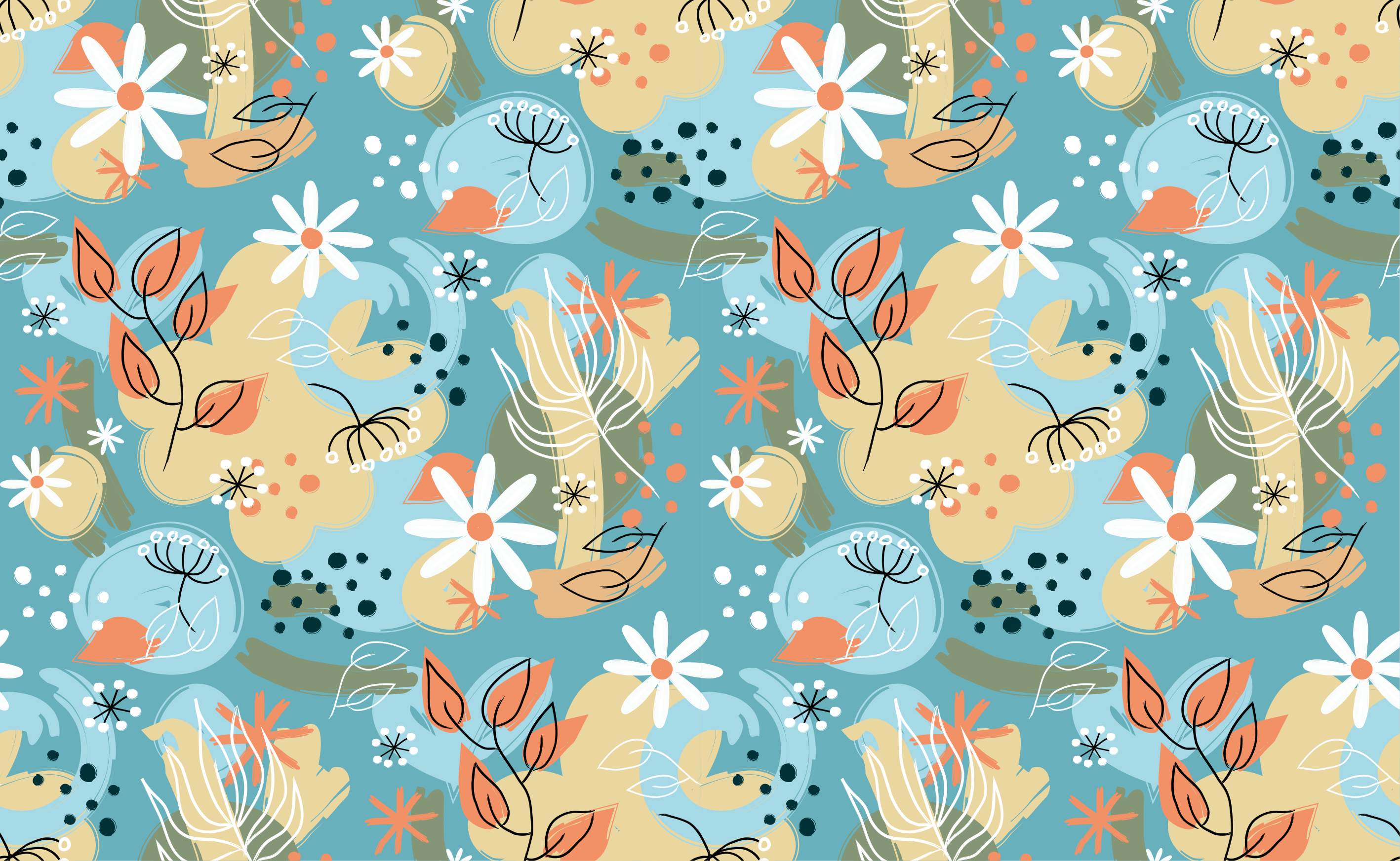 Floral Abstract Patterns flower vinyl rug - TenStickers