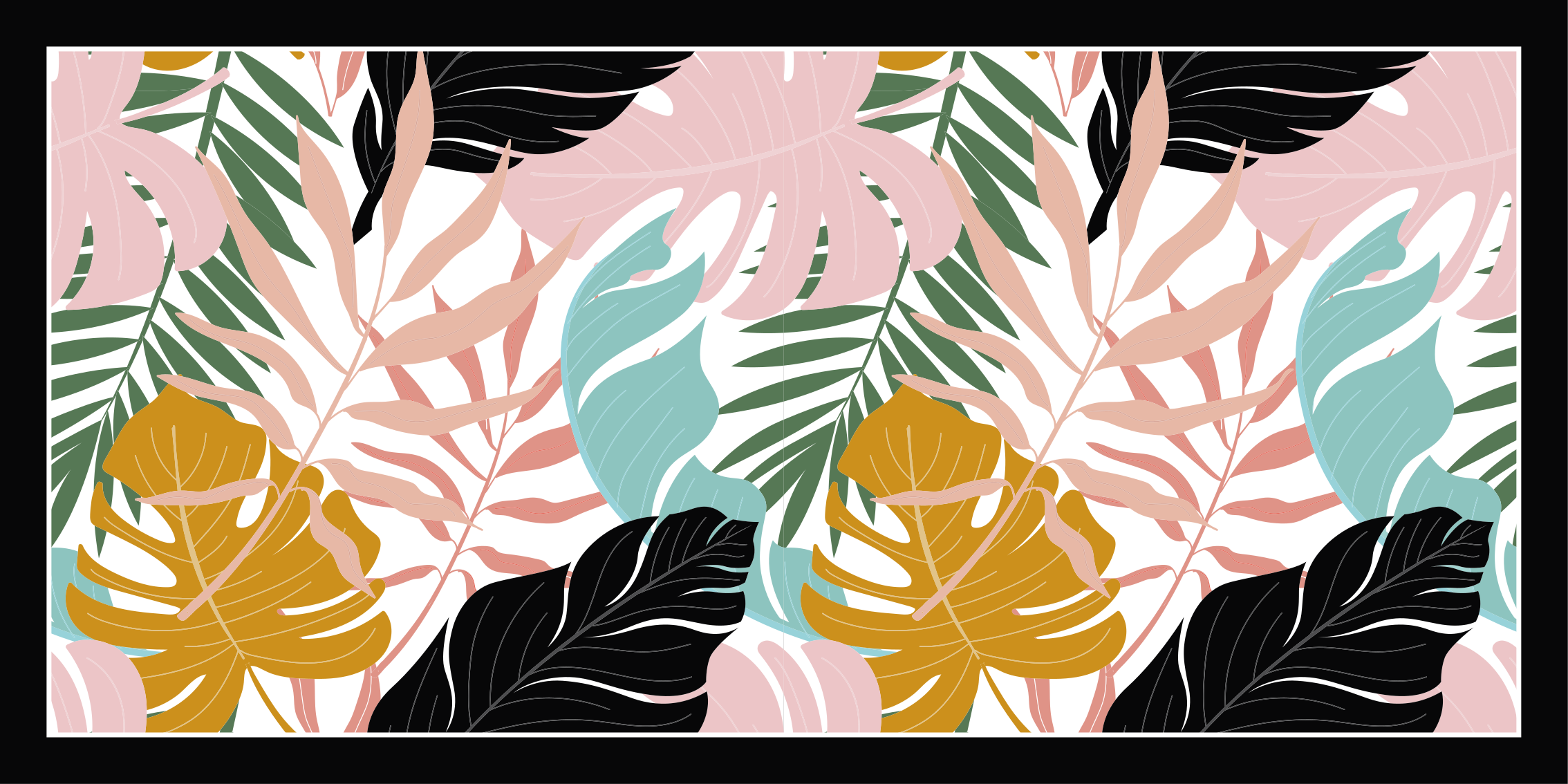 Tropical Leaf Palette nature vinyl rug - TenStickers