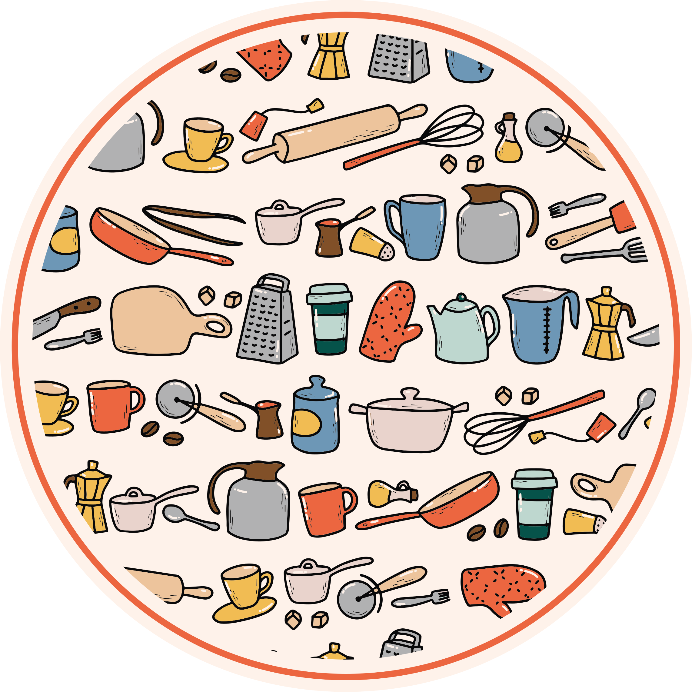 Kitchen vinyl rug kitchen utensil set - TenStickers