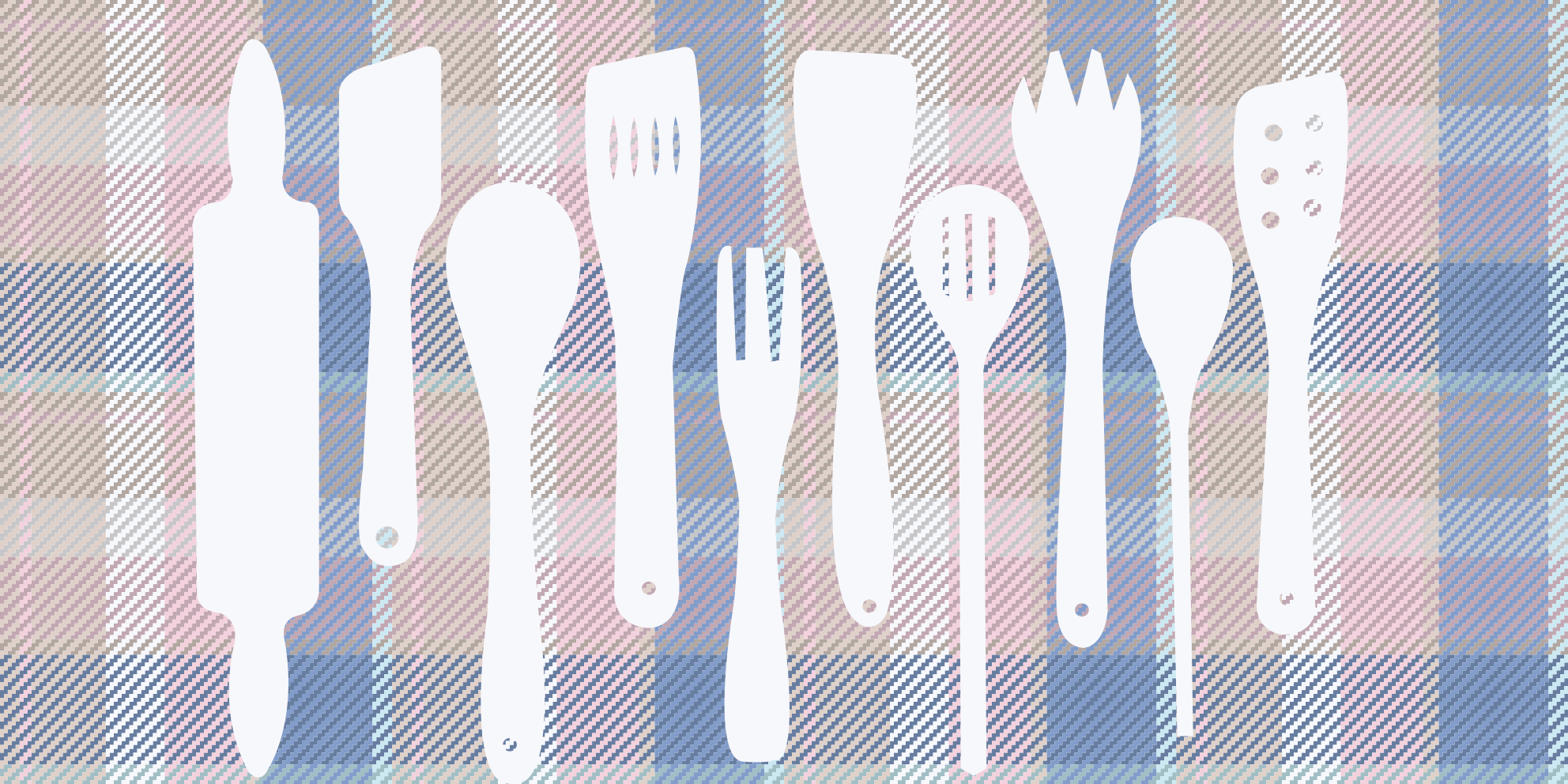 Cooking Utensil Silhouettes kitchen vinyl rug - TenStickers