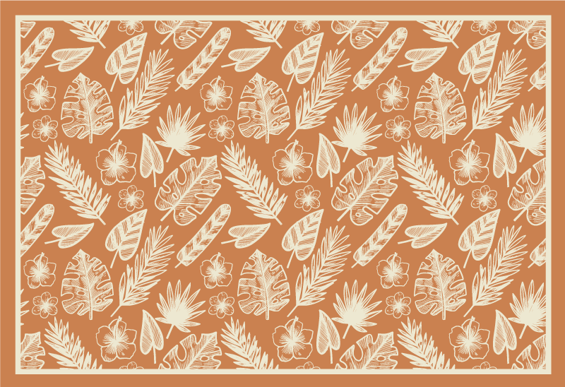 Tropical Leaf Inspiration flower vinyl rug - TenStickers