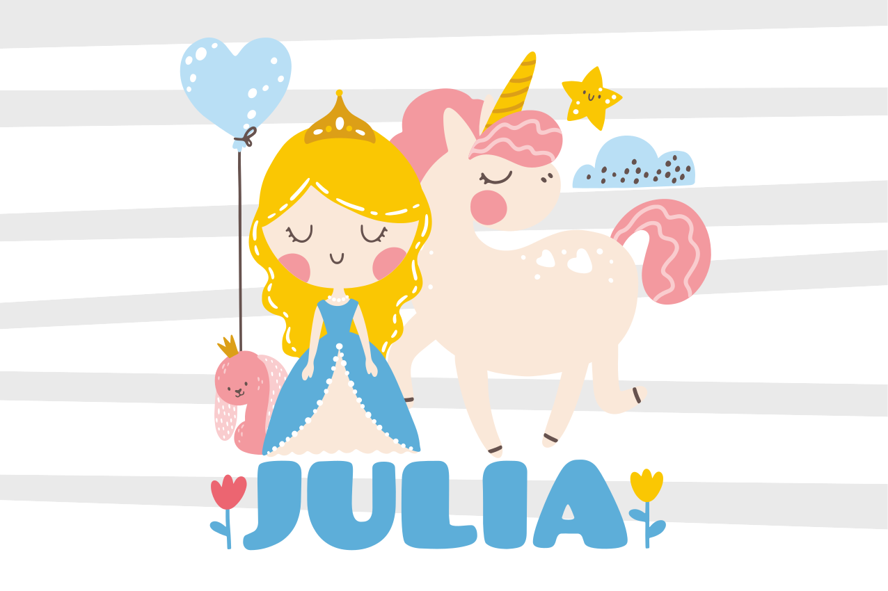 Custom unicorn and princess vinyl rug - TenStickers