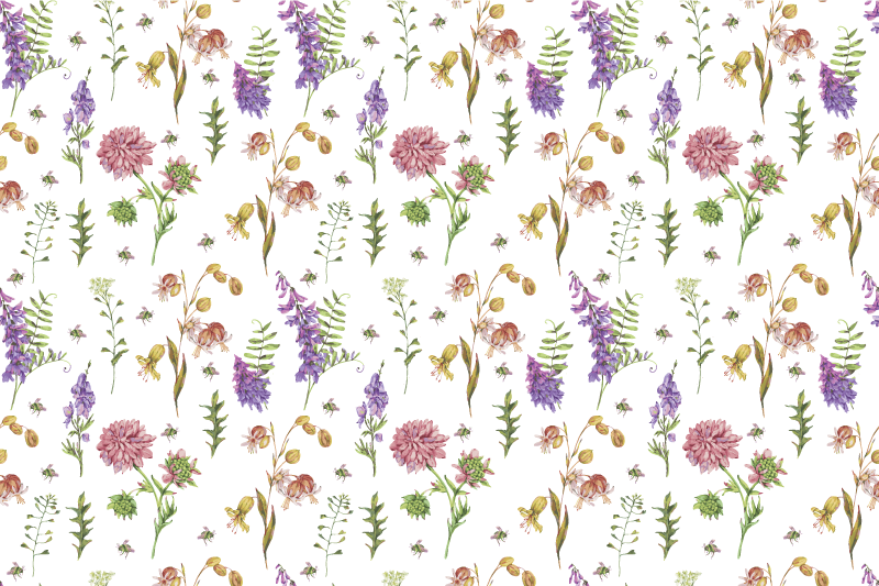 Vibrant Blossom Composition flower vinyl rug - TenStickers