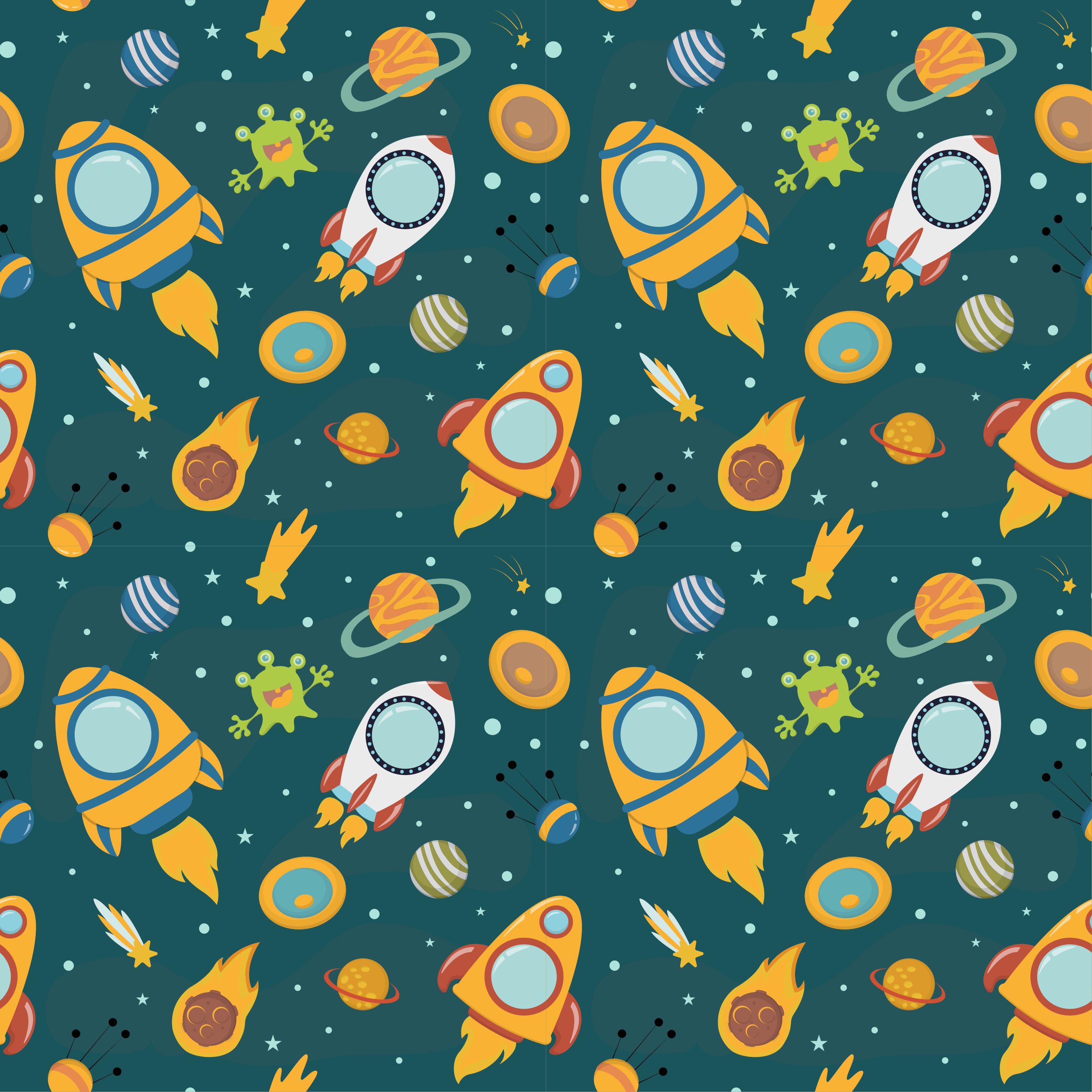Rocket space adventure star vinyl rug - TenStickers