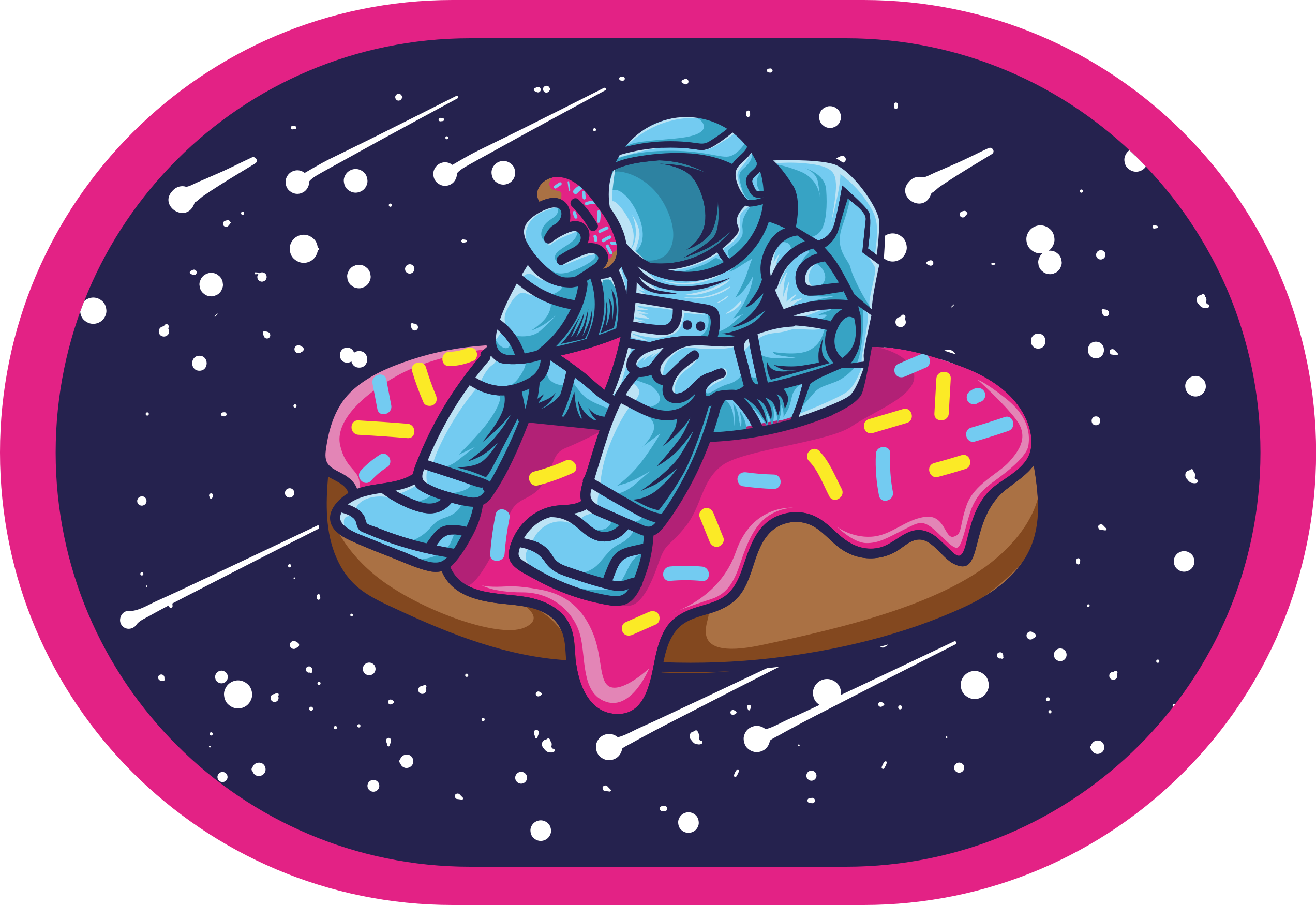 Astronaut On Donut teenager vinyl rug - TenStickers