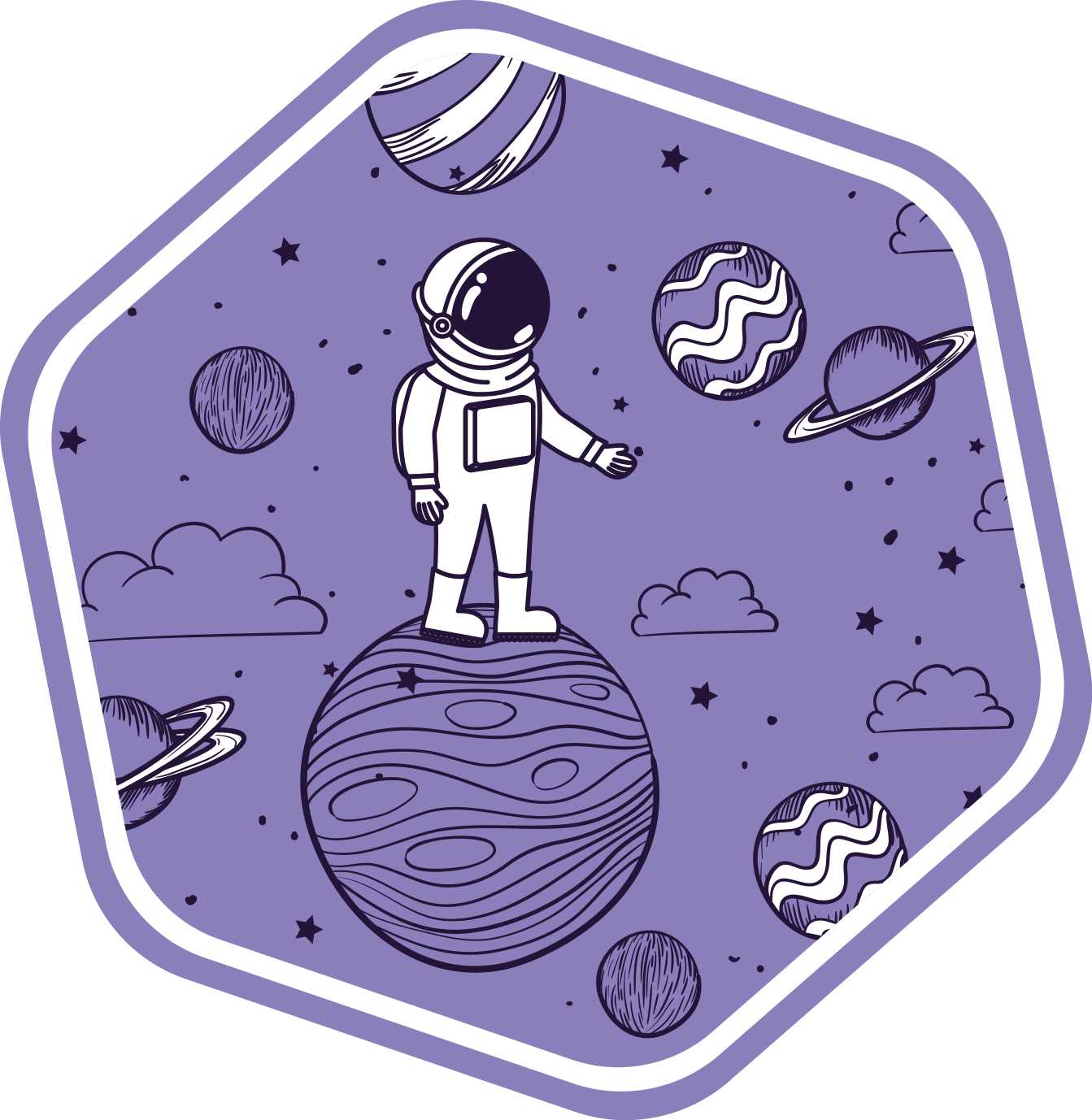 Astronaut draw with planets bedroom rug - TenStickers