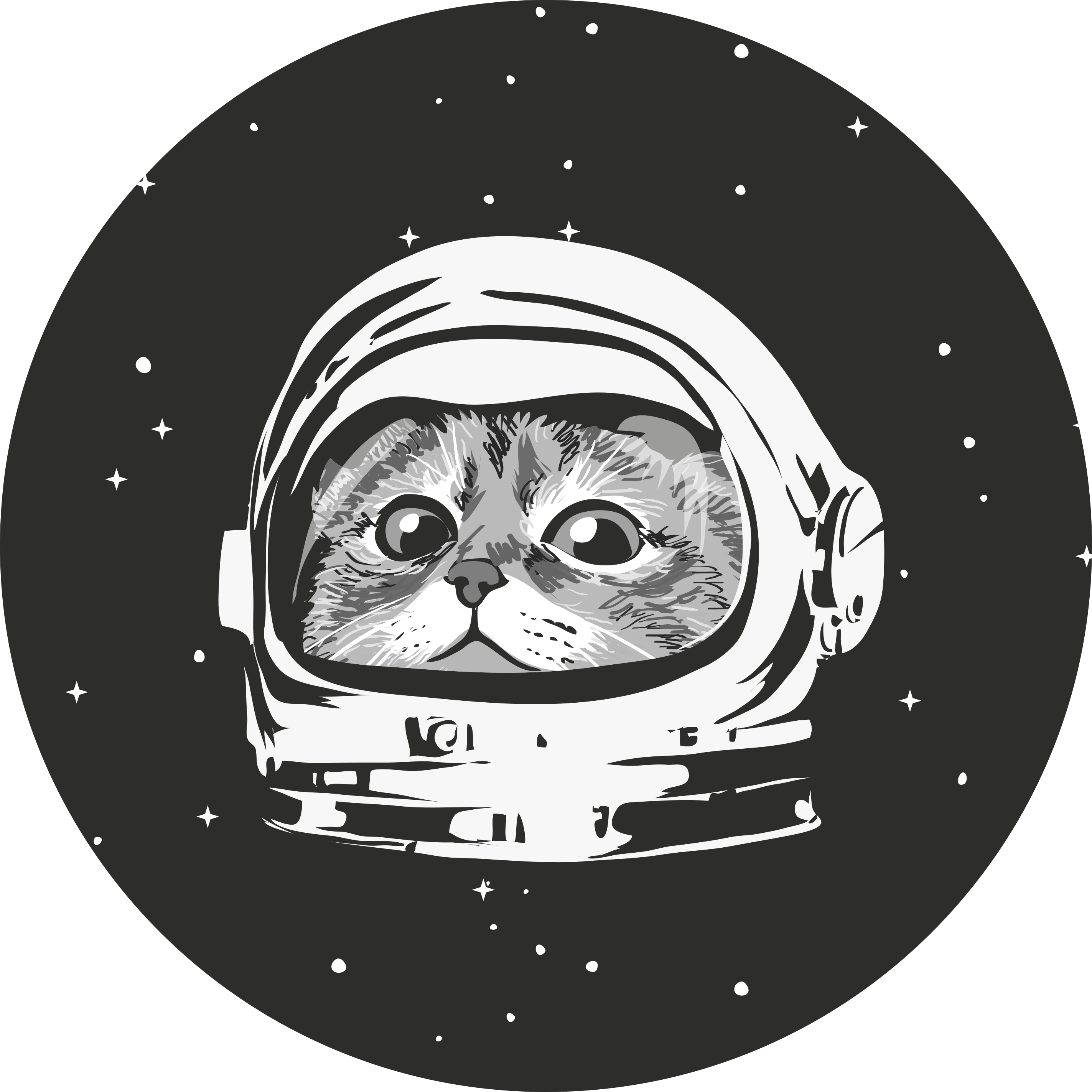Cute cat with astronaut helmet bedroom rug - TenStickers