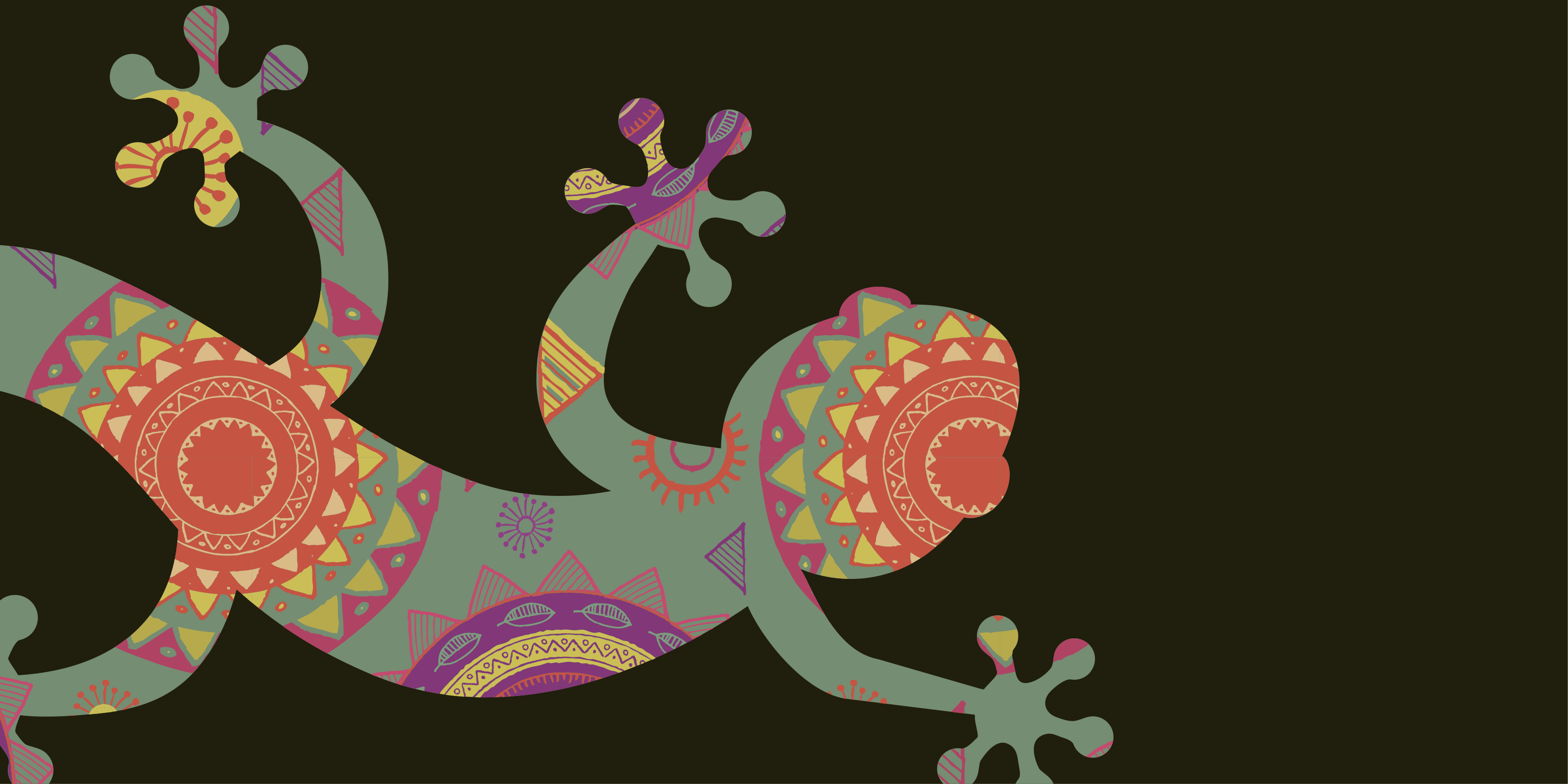 Gecko with floral mandala mandala vinyl rug - TenStickers