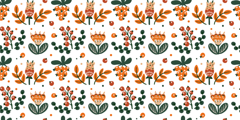 Red flowers with berries floral rug - TenStickers