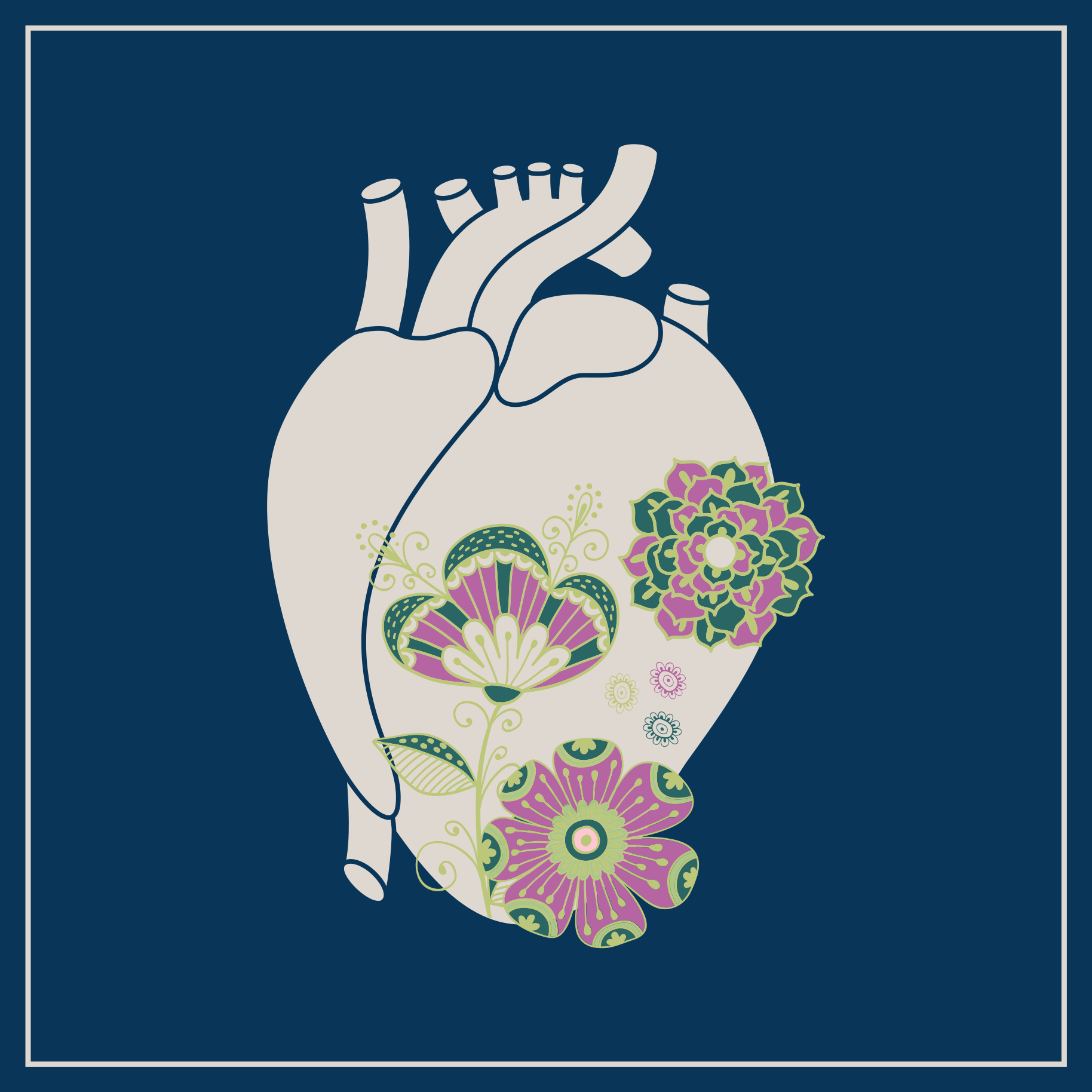 Heart Floral Pattern nordic vinyl rug - TenStickers