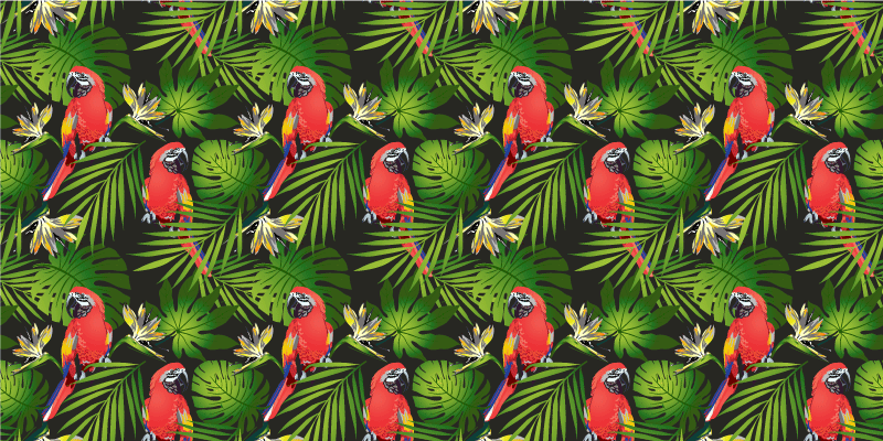 Tropical Parrots Greenery nature vinyl rug - TenStickers