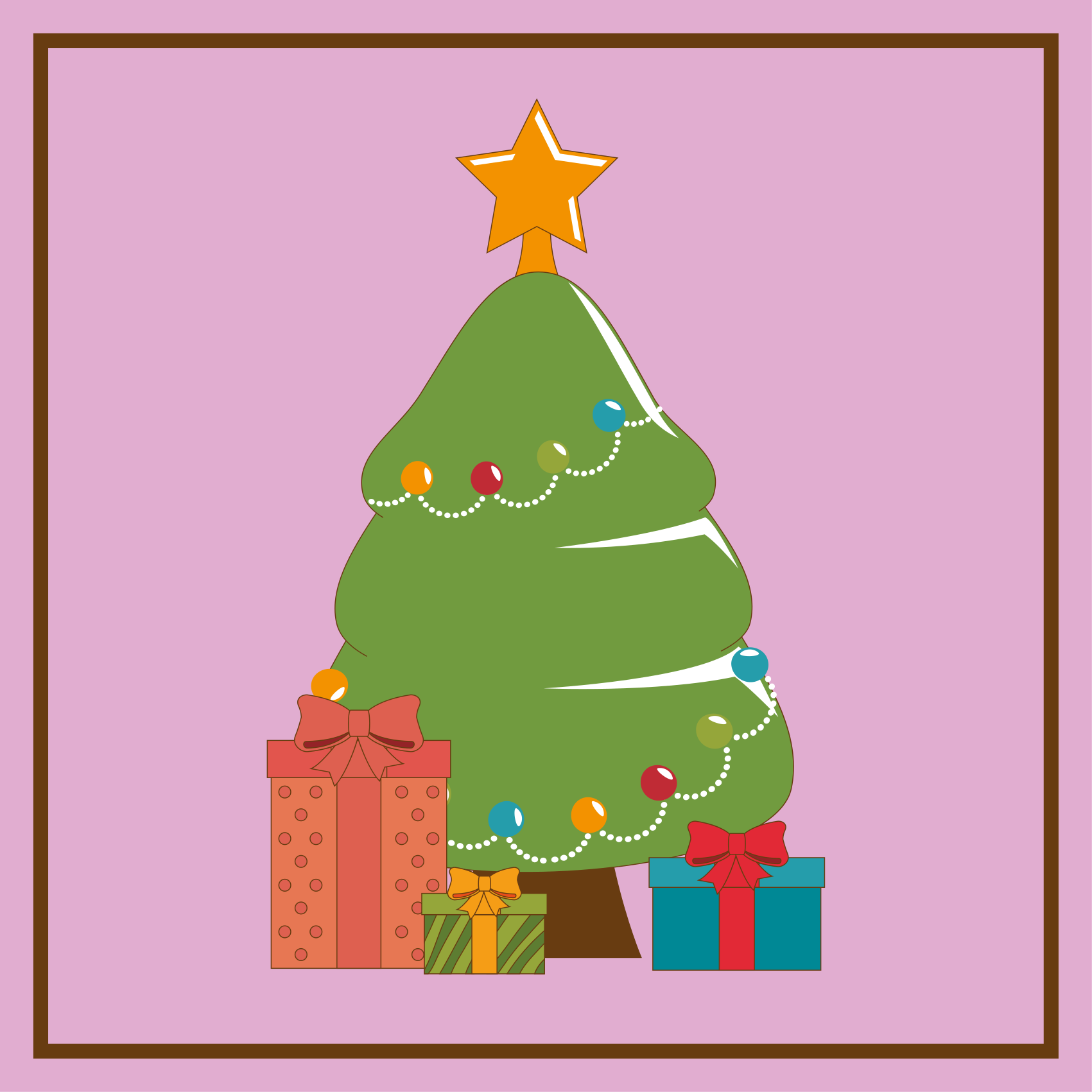 Illustration of a tree with gifts christmas vinyl rug - TenStickers