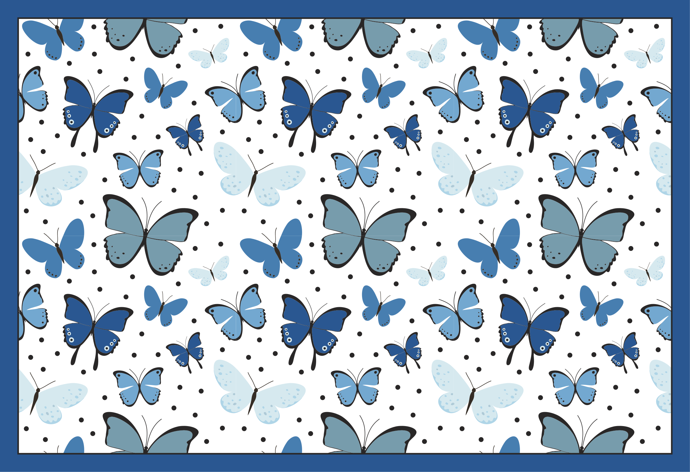 Blue butterfly pattern flower vinyl rug - TenStickers