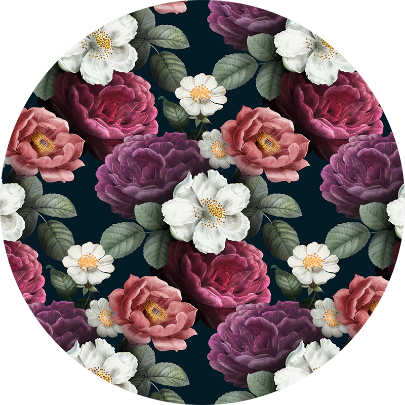 Graceful Botanical Composition flower vinyl rug - TenStickers