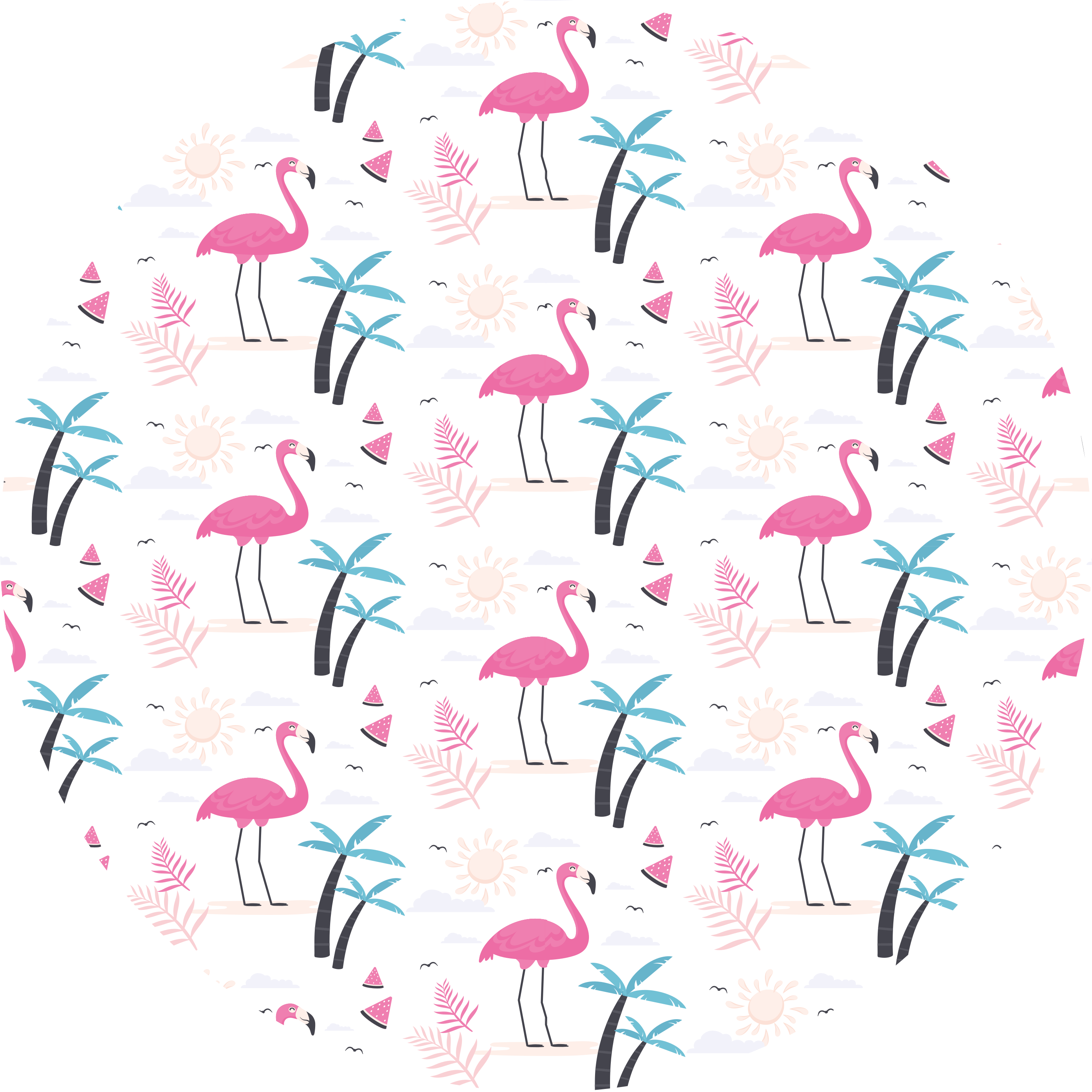 Flamingo tropical scene teenager vinyl rug - TenStickers