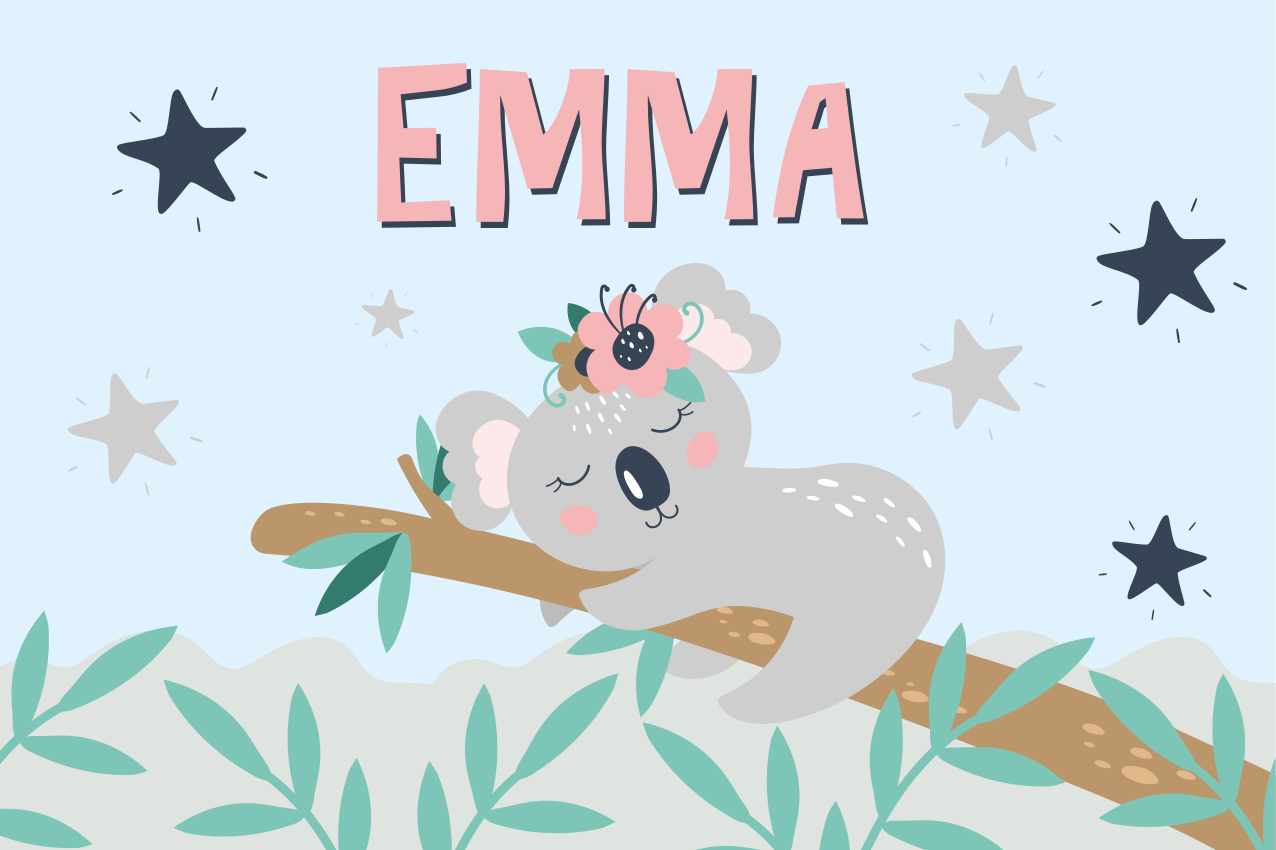 Koala Night custom vinyl rug - TenStickers