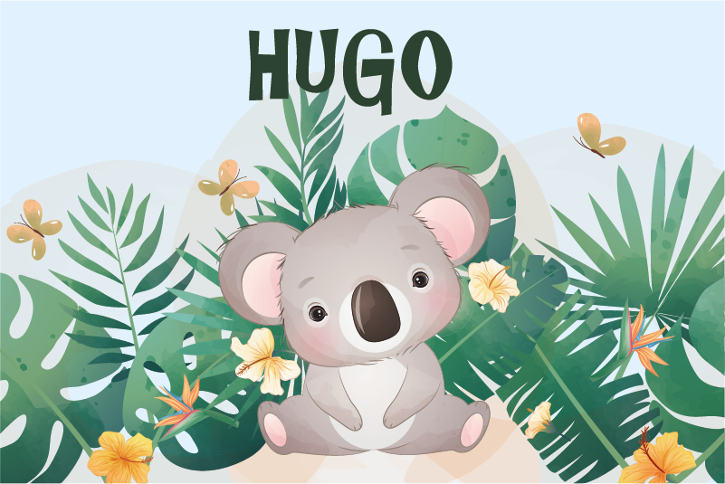 Cute koala for boy with name baby play mat - TenStickers