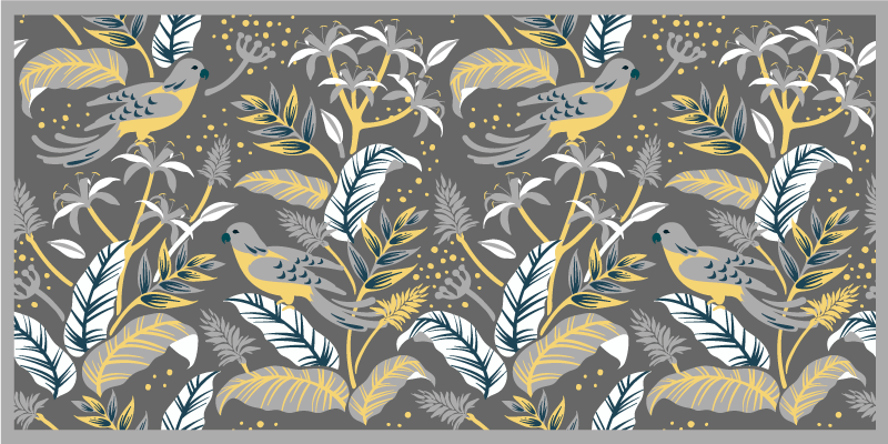 Tropical Greenery Print flower vinyl rug - TenStickers