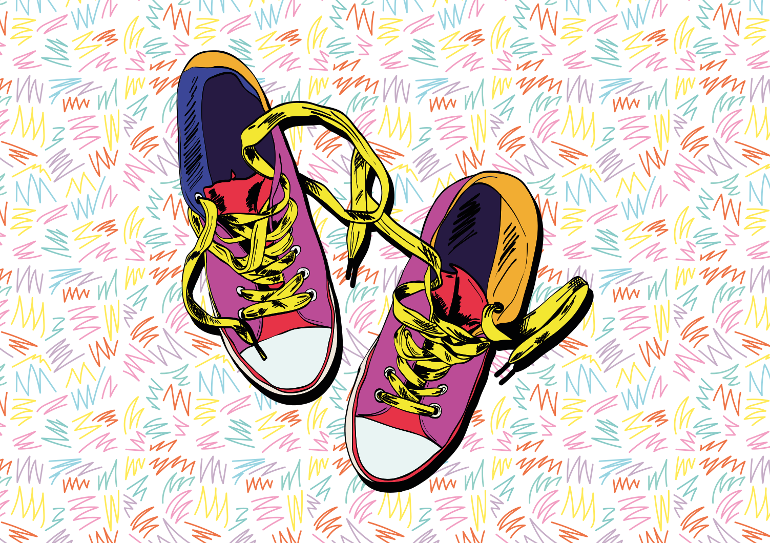Converse illustration 80s shoes vintage rug - TenStickers