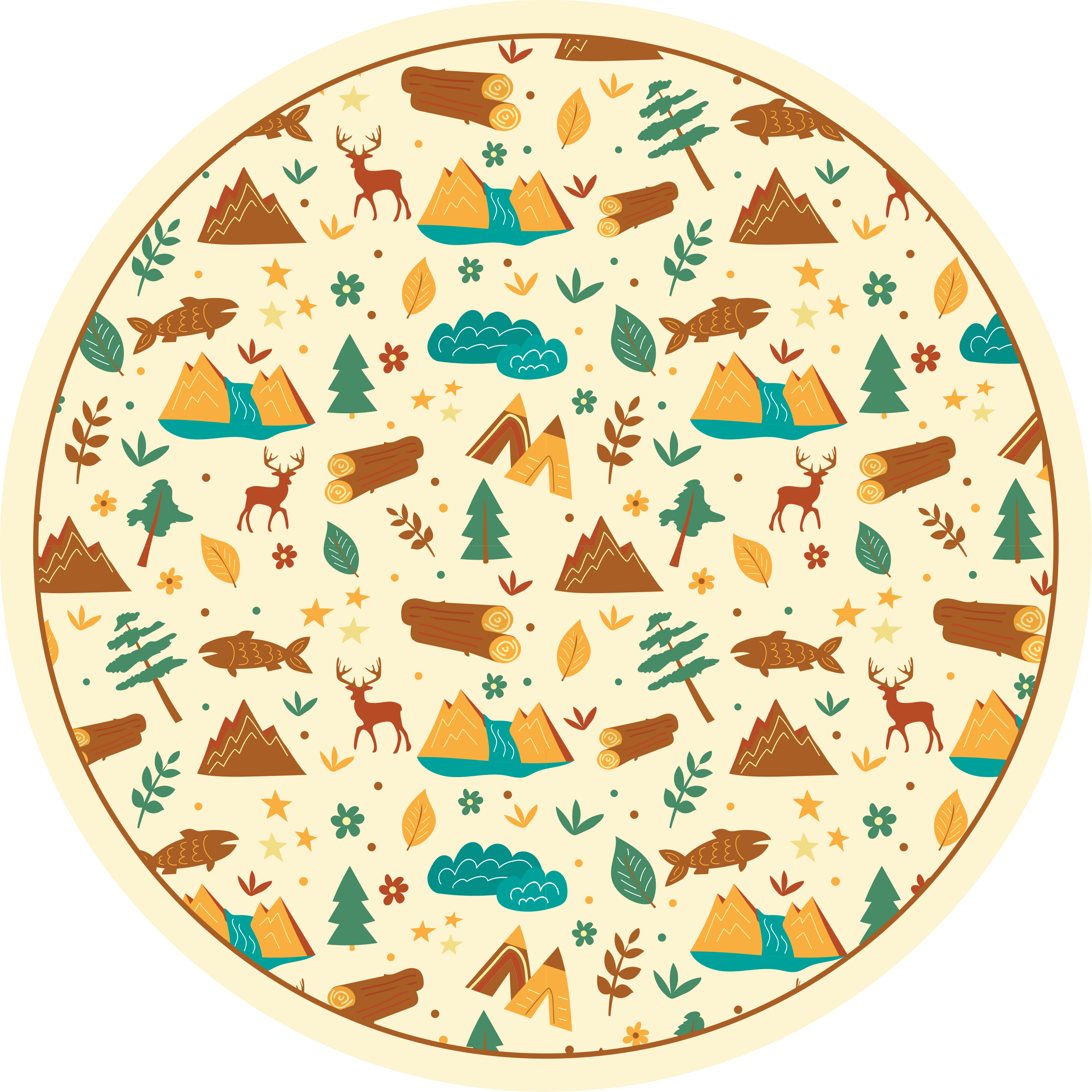 Camping time, mountain stuffs kids vinyl rug - TenStickers