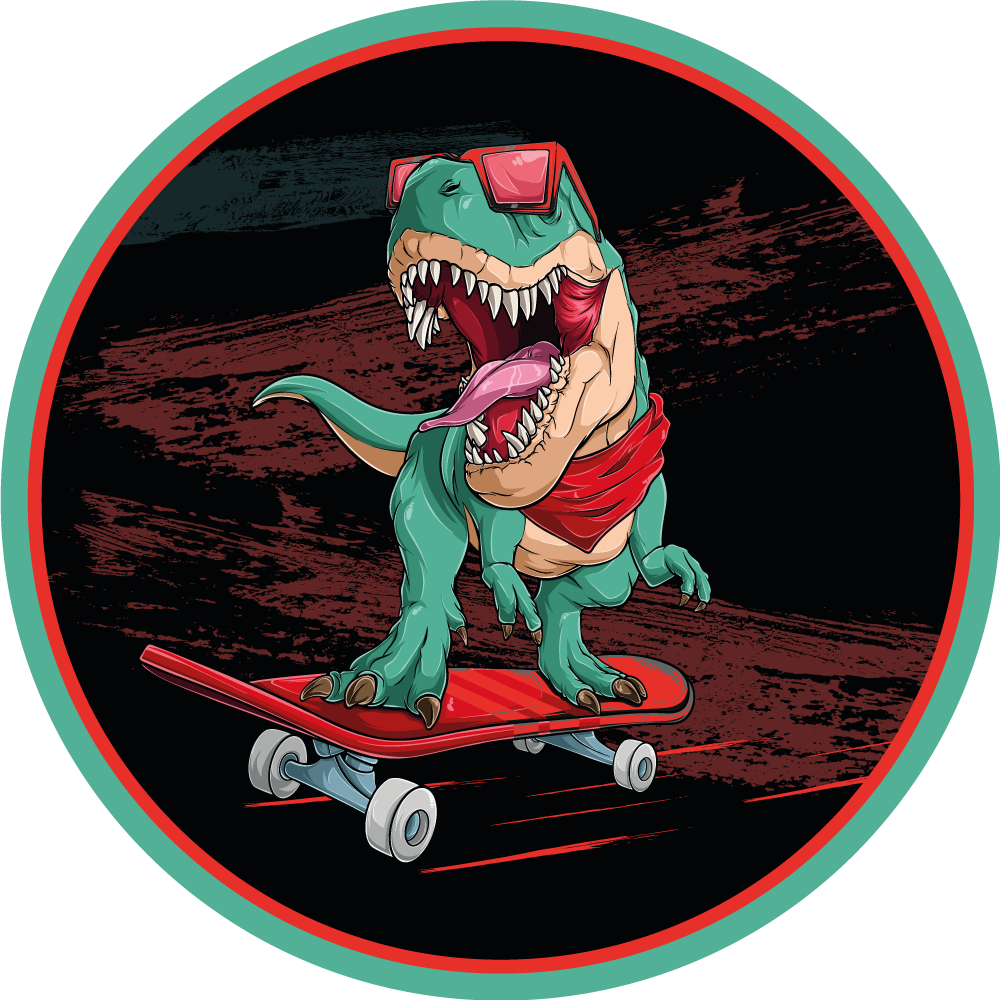 Cool Skateboarding Dinosaur teenager vinyl rug - TenStickers