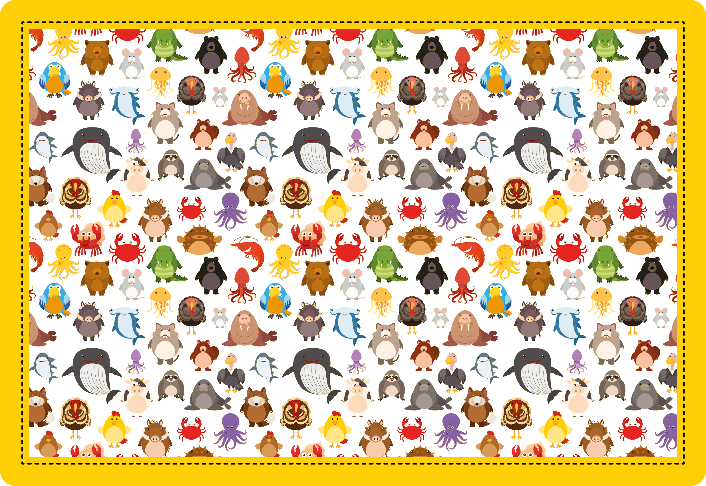 Adorable Creature Personalities animal vinyl rug - TenStickers