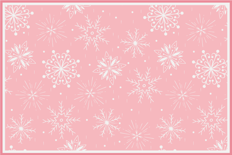 Pink Snowflake Motif christmas vinyl rug - TenStickers