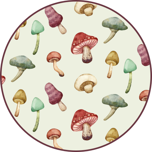 Mushroom Illustrations nature vinyl rug - TenStickers