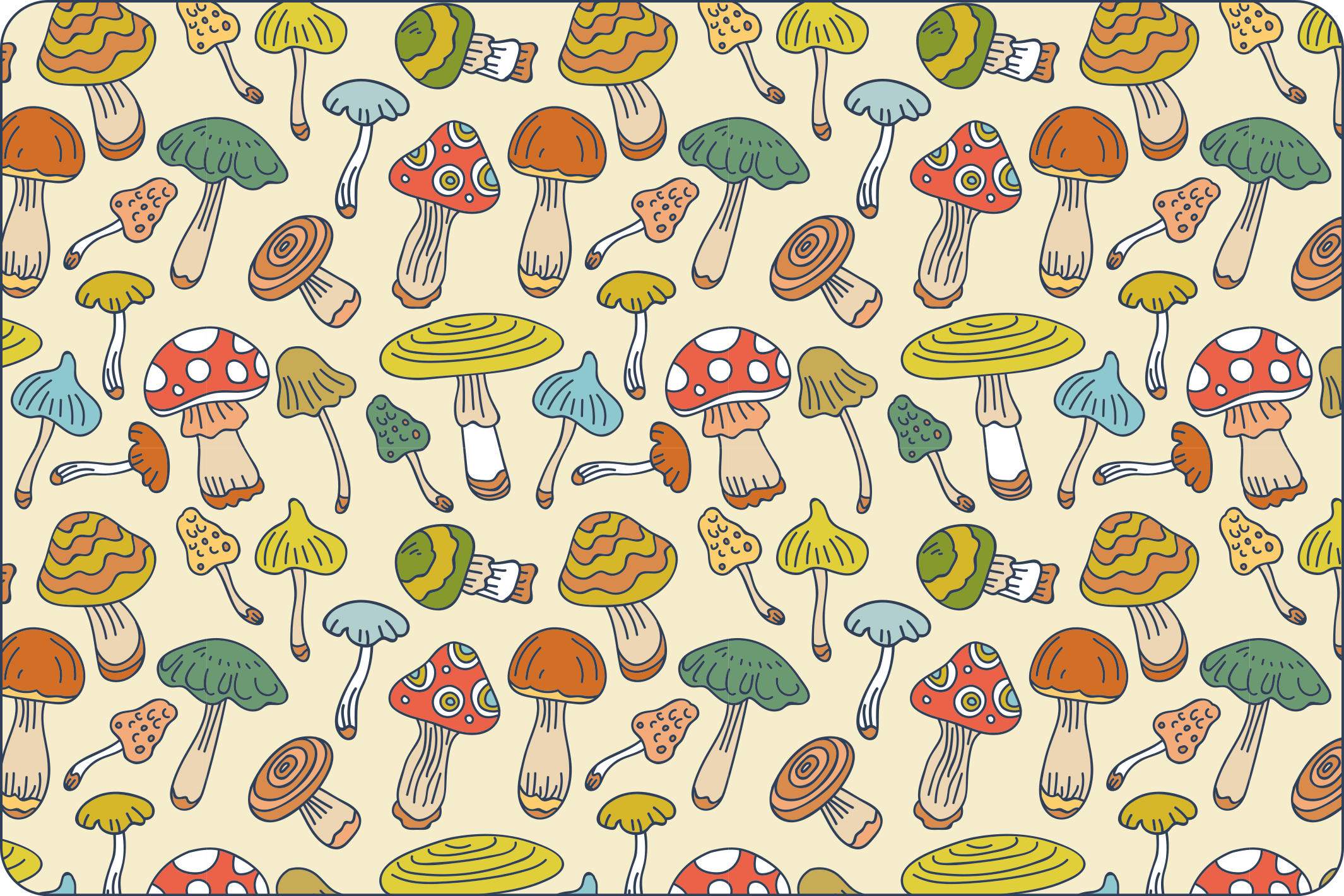Lively Mushroom Illustration kitchen vinyl rug - TenStickers