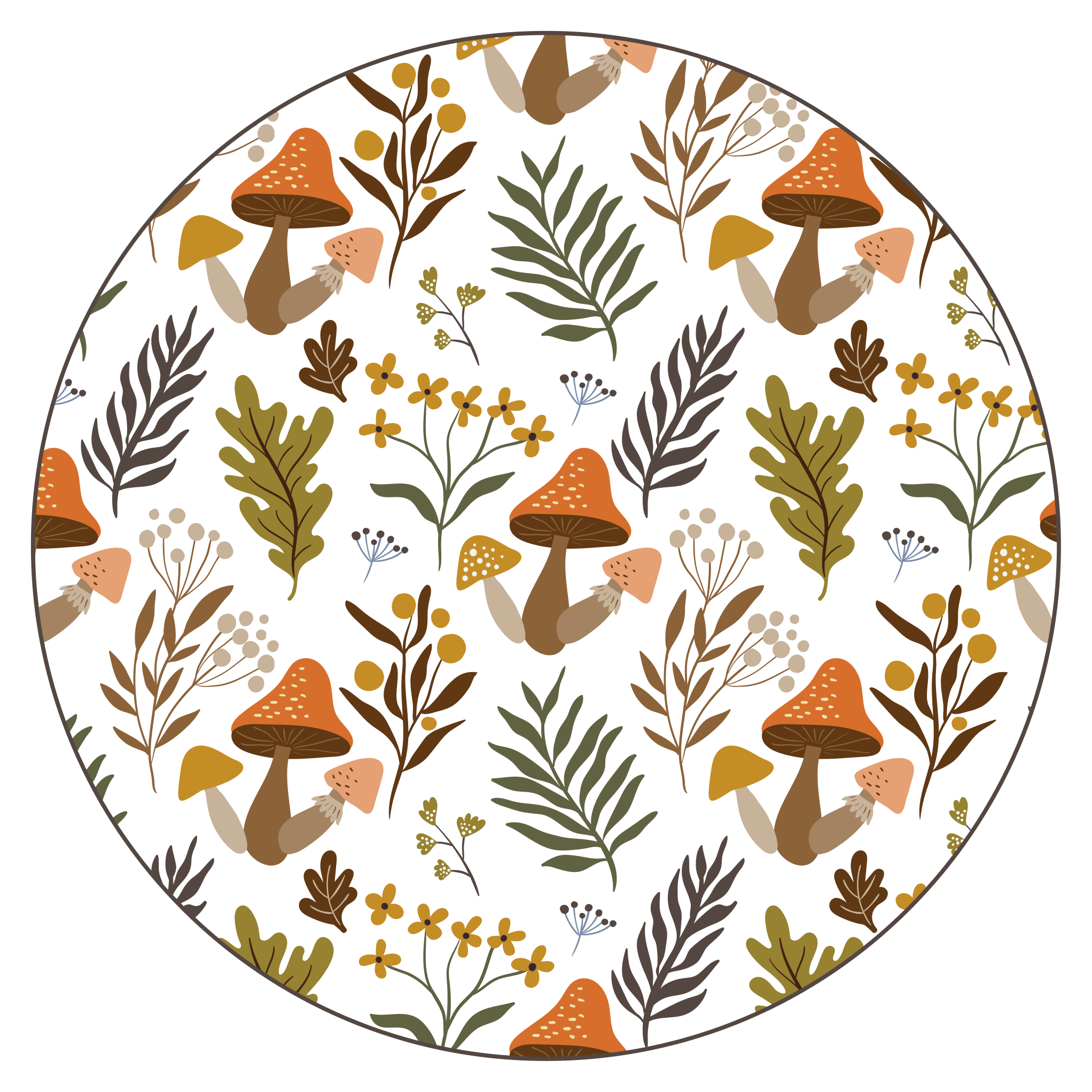 Delightful mushroom motif flower vinyl rug - TenStickers