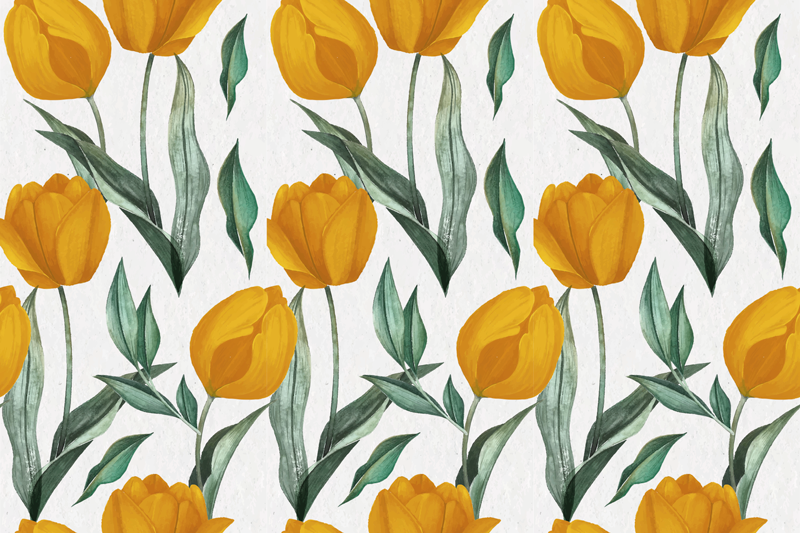 Bright Yellow Tulips flower vinyl rug - TenStickers