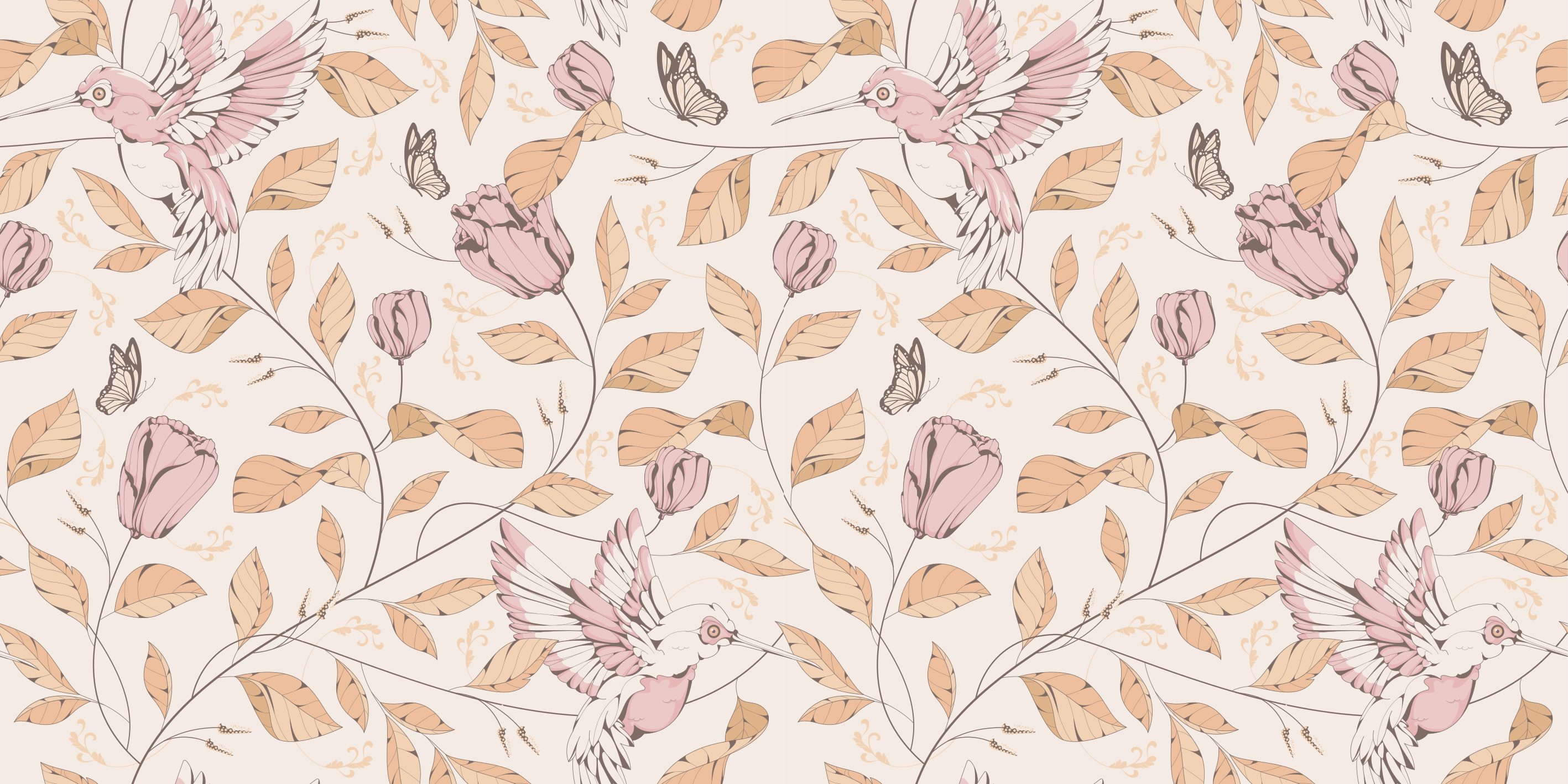 Tulips pattern beige colors floral rug - TenStickers