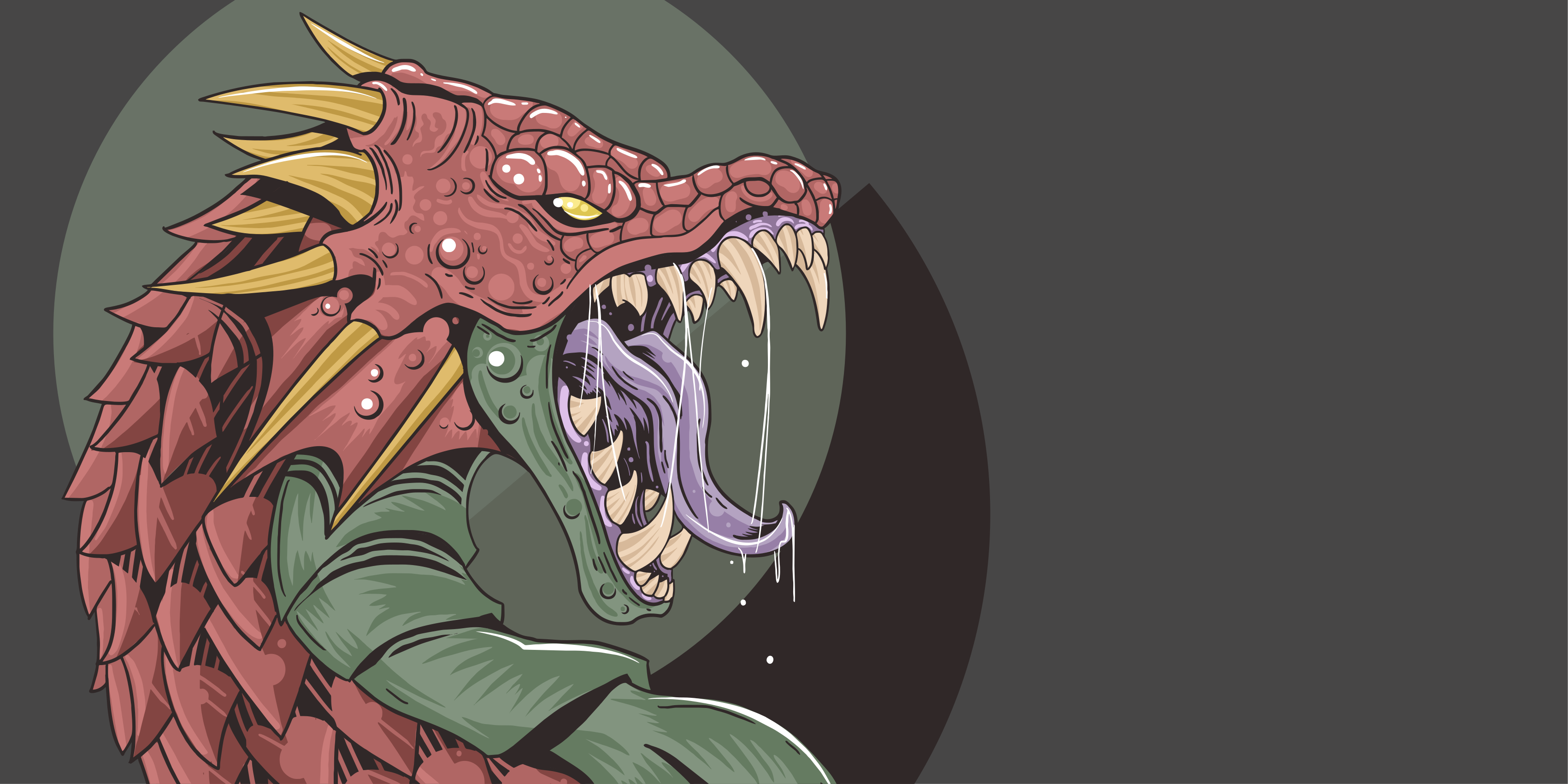 Dragon Head Illustration teenager vinyl rug - TenStickers