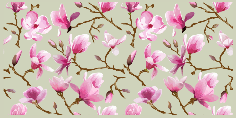 Pink Magnolia flower vinyl rug - TenStickers