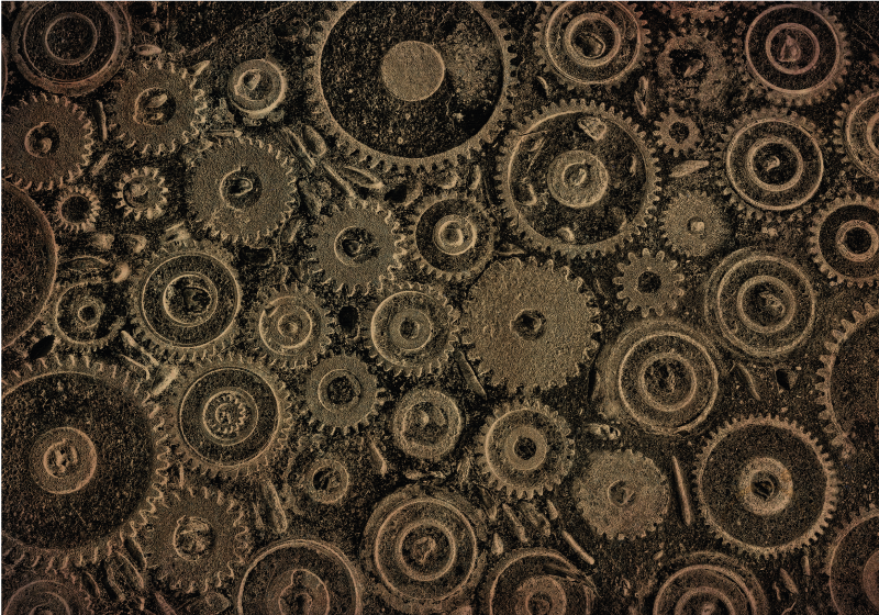 Industrial-style set of gears modern rug - TenStickers