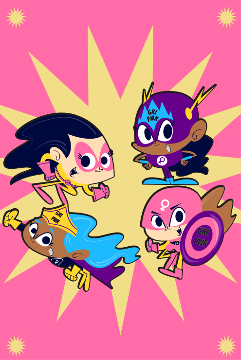 Colorful Superhero Characters playroom vinyl rug - TenStickers