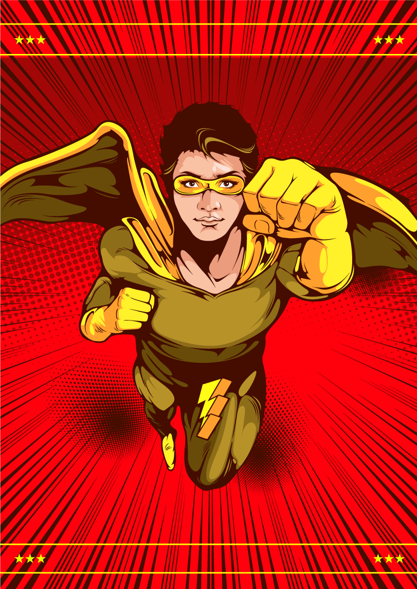 Superhero Action Pose vinyl rug - TenStickers