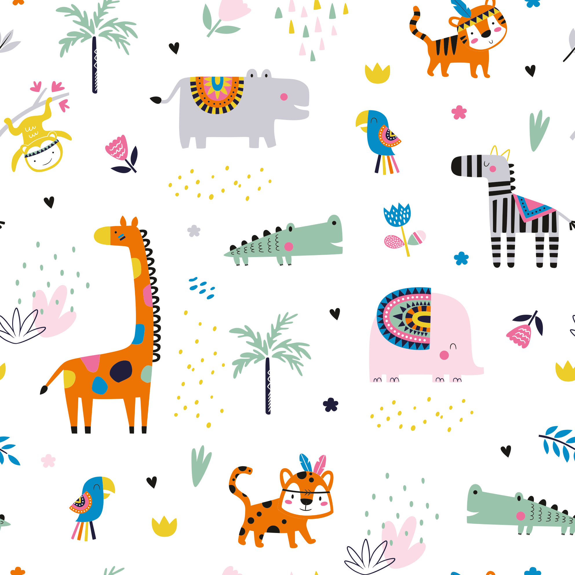Cheerful Safari Theme nursery vinyl rug - TenStickers