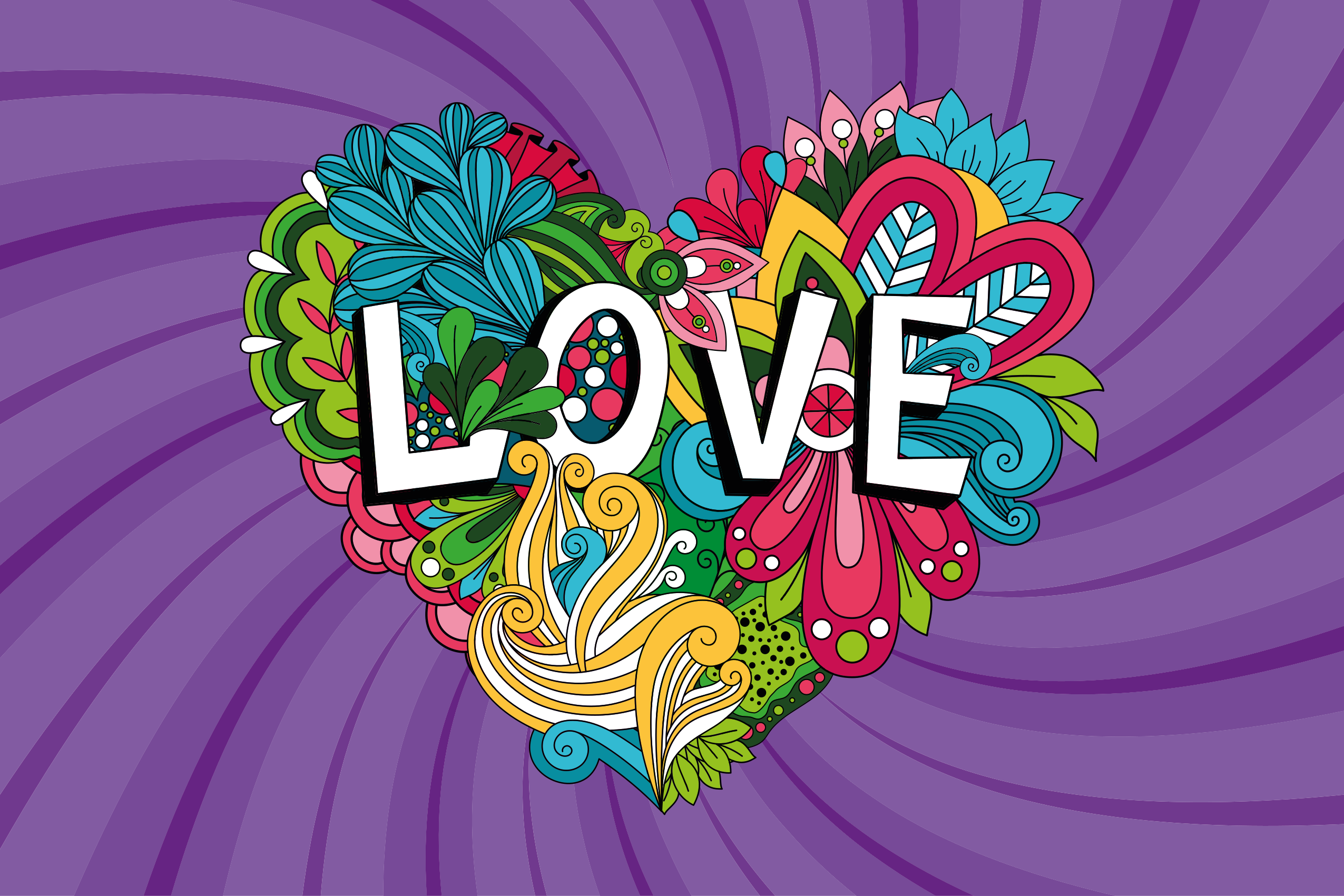 Colorful Love Illustration custom vinyl mat - TenStickers