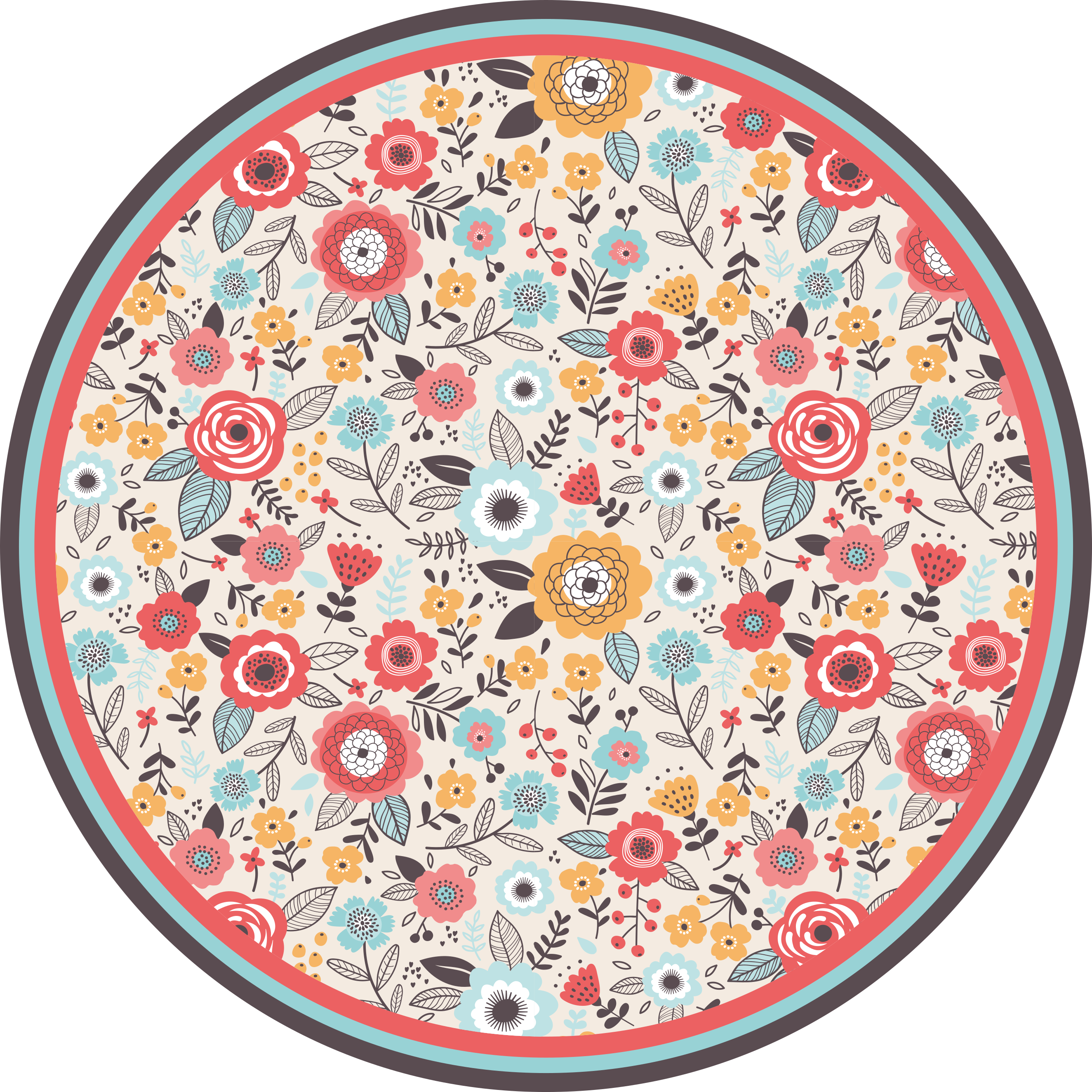 Circular design floral vinyl rug - TenStickers