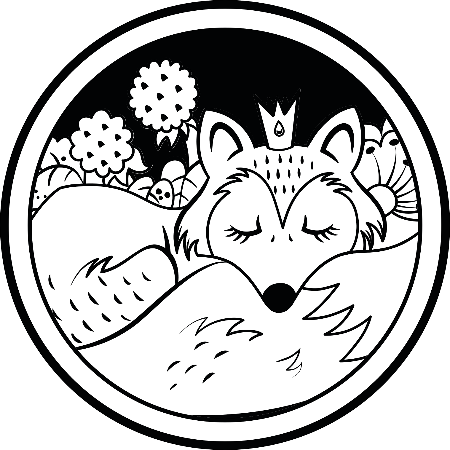 Sleeping Fox Circle animal vinyl rug - TenStickers
