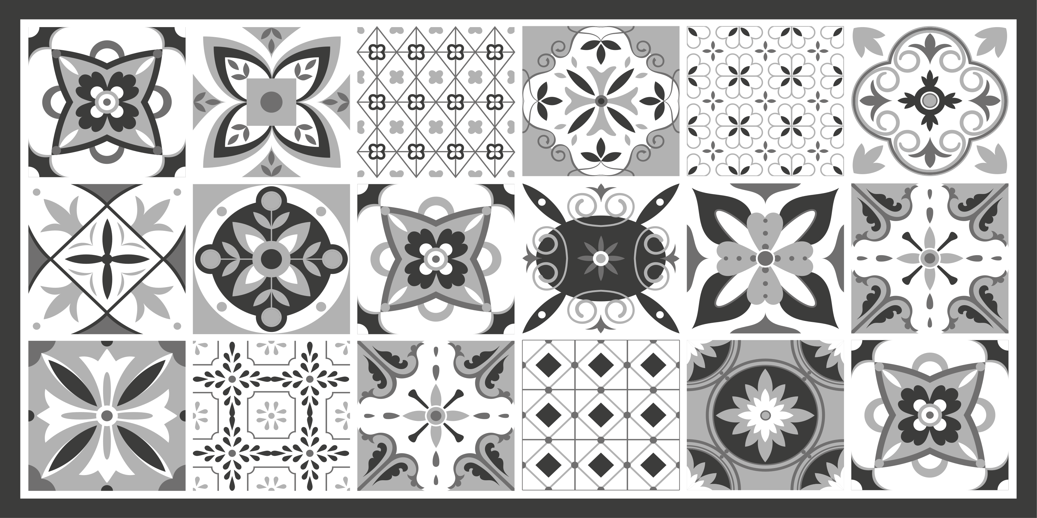 Patterned Tile Ensemble tile vinyl rug - TenStickers