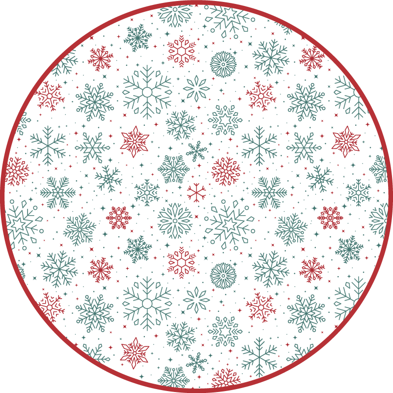 Red and green snowflakes Christmas vinyl rug - TenStickers