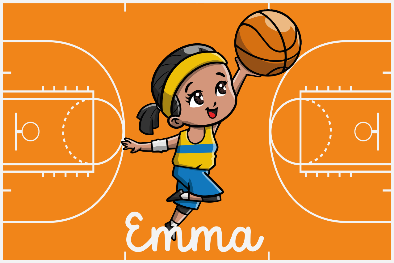 Girl basketball player with name custom mat - TenStickers