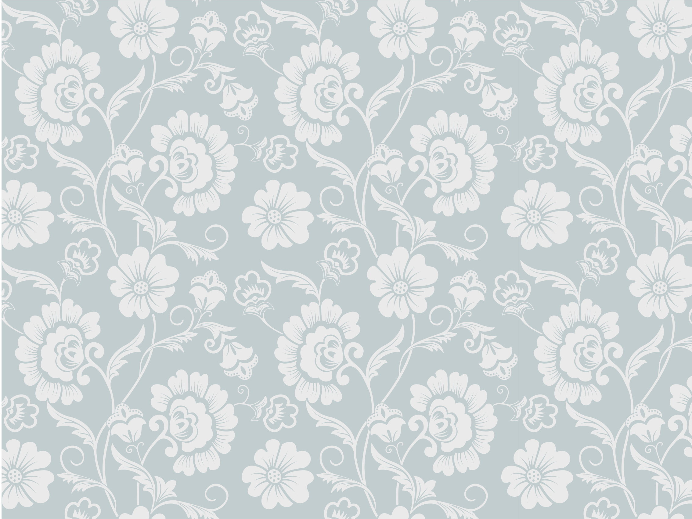 Elegant Floral Pattern gray vinyl rug - TenStickers