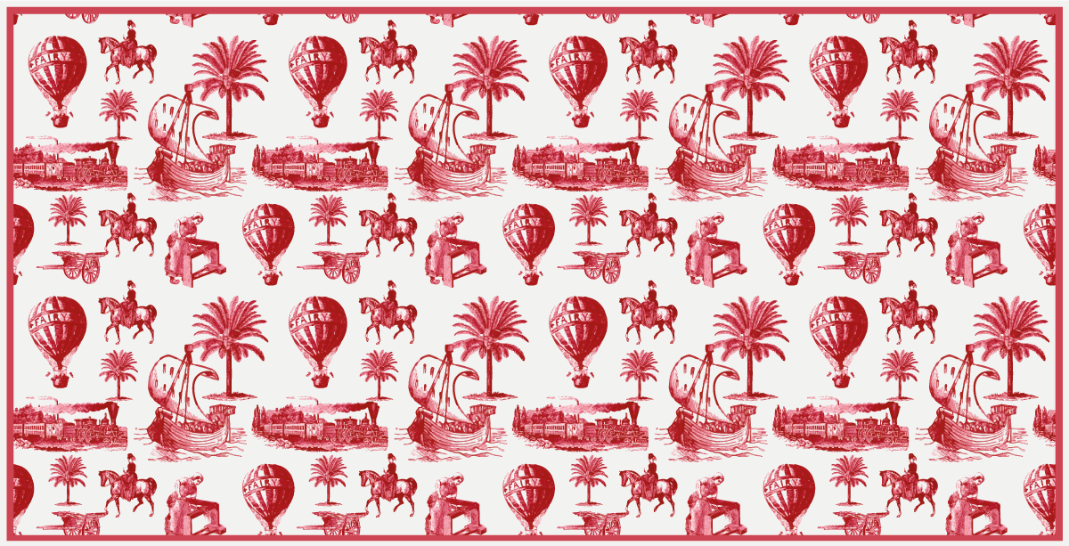 Exotic Red Animal Illustrations vintage vinyl rug - TenStickers