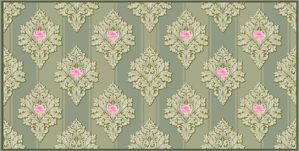 French Green Vintage Pattern vintage rug - TenStickers